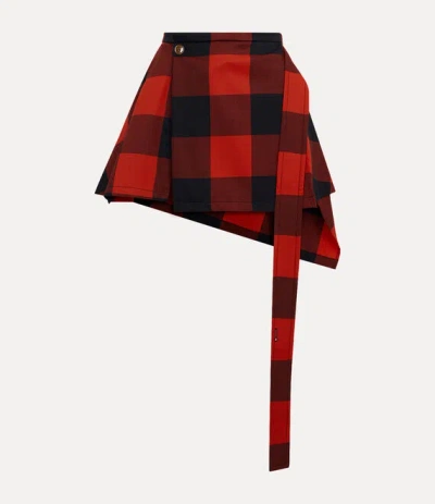 Vivienne Westwood Meghan Tartan Wool Mini Kilt Skirt In Red-black