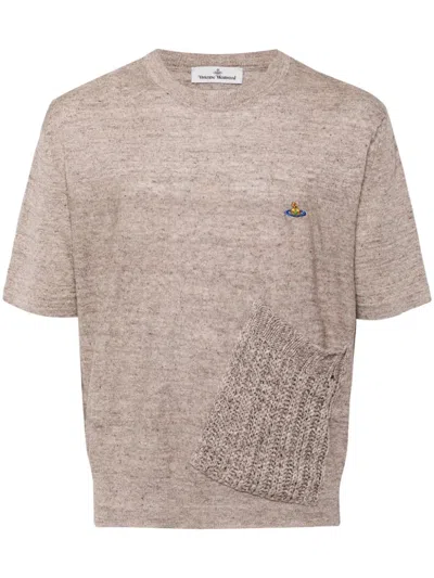 Vivienne Westwood Mélange-effect Linen T-shirt In Beige Tweed