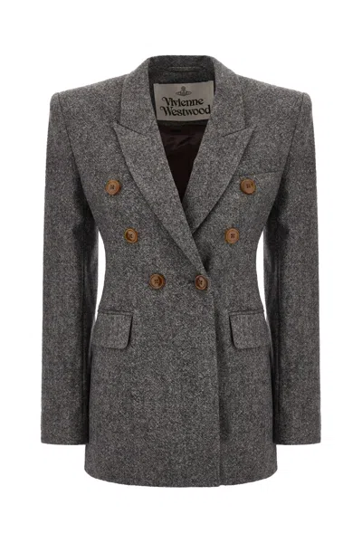 Vivienne Westwood Melange Grey Stretch Wool Blend Blazer