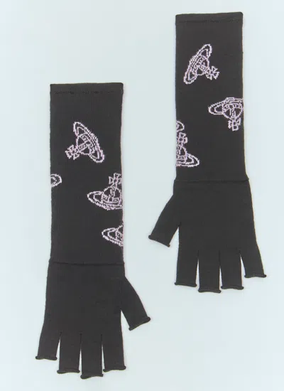 Vivienne Westwood Men Fingerless Orb Gloves In Black