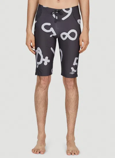 Vivienne Westwood Graphic Print Swim Bermudas In Black