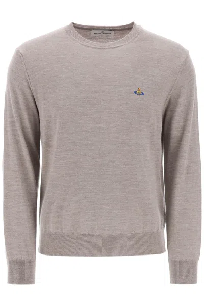 Vivienne Westwood Men's Grey Virgin Wool Pullover With Ribbed Knit Edges