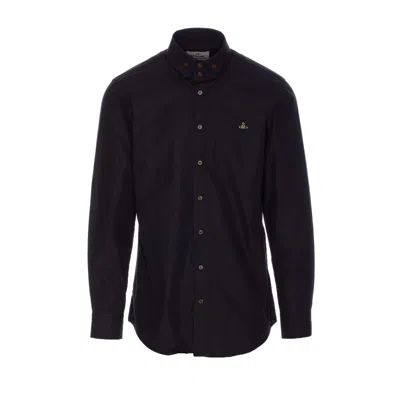 Vivienne Westwood Classic Long-sleeve Shirt With Embroidered Detail In Black