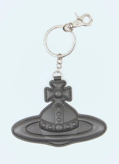 Vivienne Westwood Men Leather Orb Keyring In Black