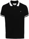 Vivienne Westwood Polo Shirt With Striped Collar Detail In Black