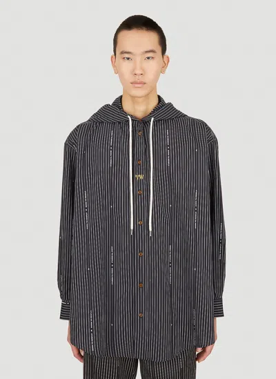 Vivienne Westwood Pinstripe Hooded Overshirt In Black