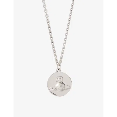 Vivienne Westwood Mens Platinum Janus Orb-engraved 925 Sterling Silver Pendant Necklace In White