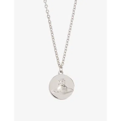 Vivienne Westwood Mens Platinum Janus Orb-engraved 925 Sterling Silver Pendant Necklace