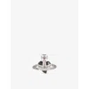 Vivienne Westwood Mens  Diamante Heart Orb-embellished Platinum-plated Brass Earring In Platinum/blck Dia
