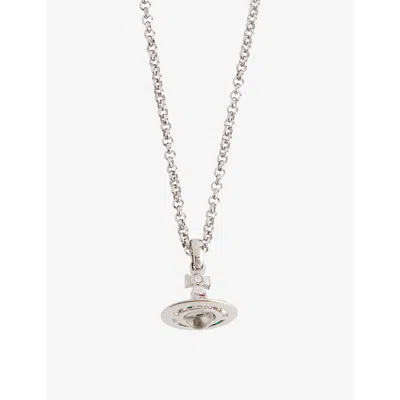 Vivienne Westwood Men's Platinum/crystal Petite Orb Brass And Gem-stone Pendant Necklace In Metallic