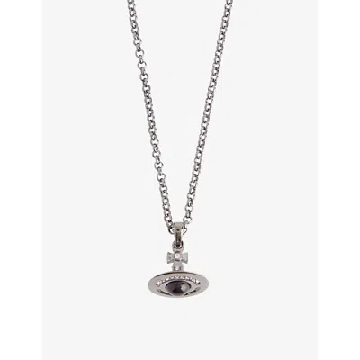 Vivienne Westwood Mens Ruthenium Crysta Petite Orb Ruthenium-plated Brass Pendant Necklace In Metallic