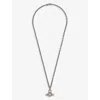 Vivienne Westwood Men's Ruthenium/white Carmelo Brass And Cubic Zirconia Pendant Necklace In Ruthenium/white