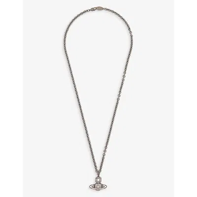 Vivienne Westwood Men's Ruthenium/white Carmelo Brass And Cubic Zirconia Pendant Necklace