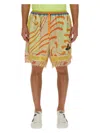 Vivienne Westwood Print Mesh Shorts With Fringed Hem In Multicolour