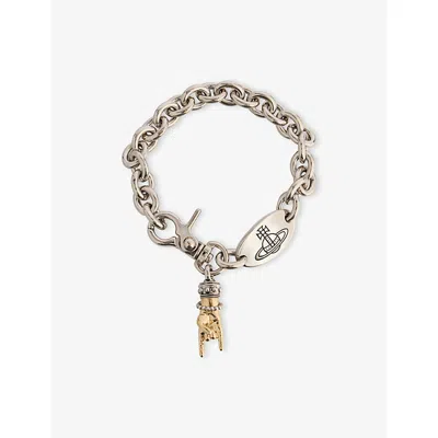 Vivienne Westwood Mens Antique Plati Gold Plati Anatoly Antique And Gold-platinum Brass Bracelet In Multi