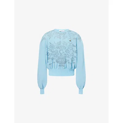 Vivienne Westwood Mens Aqua Jules Crewneck Knitted Jumper In Blue