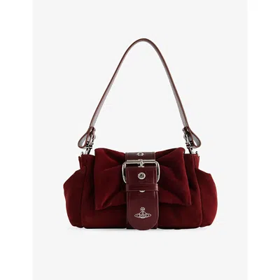 Vivienne Westwood Mens Aw25-burgundy Hazel Treasure Suede Top Handle Bag