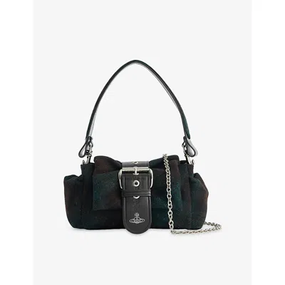 Vivienne Westwood Mens Aw25-dark Check Hazel Treasure Wool Top Handle Bag