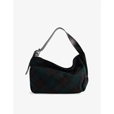 Vivienne Westwood Mens Aw25-dark Check Maxime Large Wool Shoulder Bag