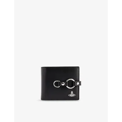 Vivienne Westwood Man. Bondage Billfold Wallet Smooth Leather Black One Size Men