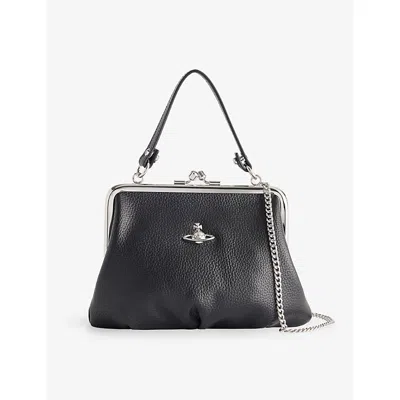 Vivienne Westwood Mens Black Granny Frame Faux-leather Purse Top-handle Bag