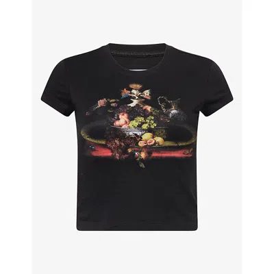 Vivienne Westwood Mens Black Graphic-print Slim-fit Cotton T-shirt Xl