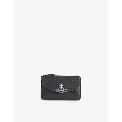 Vivienne Westwood Mens Half Moon Leather Card Holder Black
