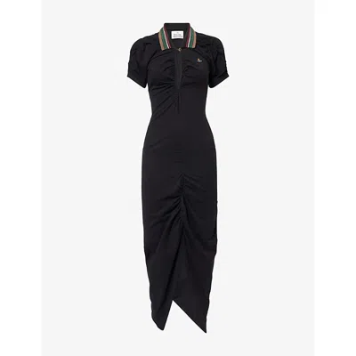 Vivienne Westwood Mens Black Pulling Contrast-collar Cotton Midi Dress