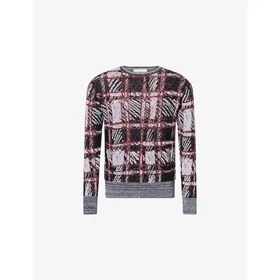 Vivienne Westwood Mens Black Scribble Check Wool-blend Jumper