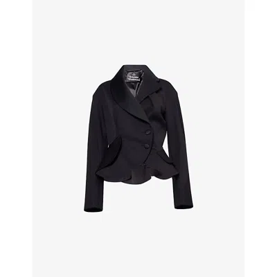 Vivienne Westwood Mens Black Stormy Peplum Wool Jacket