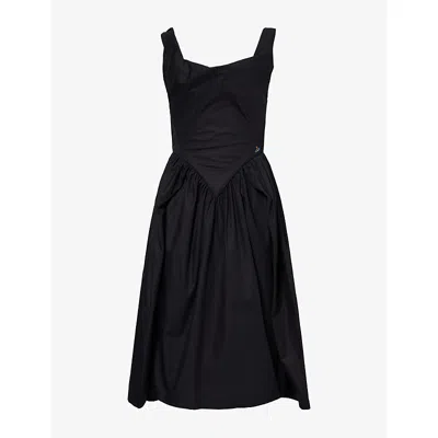 Vivienne Westwood Mens Black Sunday Draped Cotton-poplin Midi Dress