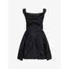 Vivienne Westwood Square Neckline Sleeveless Flared Skirt Mini Length Draped Detail In Black