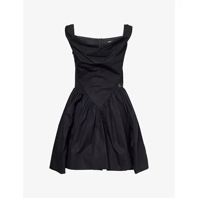 VIVIENNE WESTWOOD MENS BLACK SUNDAY OFF-SHOULDERS COTTON MINI DRESS