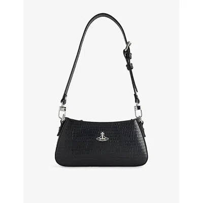 Vivienne Westwood Mens Black Tasha Leather Shoulder Phone Bag