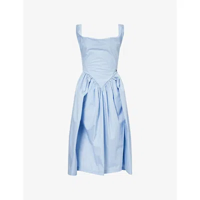 Vivienne Westwood Mens Blue Sunday Draped Cotton-poplin Midi Dress