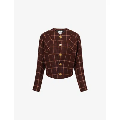 Vivienne Westwood Mens Brown Pourpoint Checked Wool Jacket