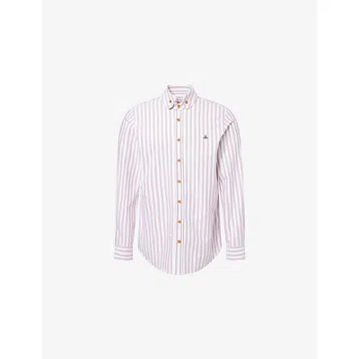 Vivienne Westwood Mens Burgundy Stripe Krall Pinstripe Cotton Shirt In Multi
