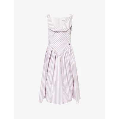 Vivienne Westwood Mens Burgundy Stripe Sunday Stripe Cotton Midi Dress In Purple