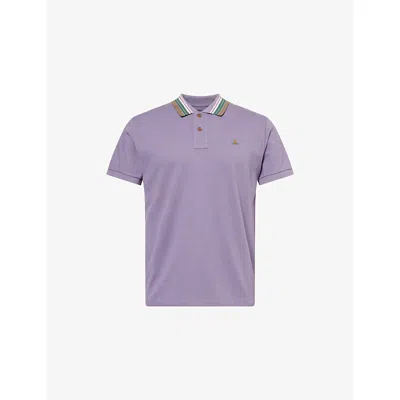 Vivienne Westwood Mens Cadet Classic Embroidered-logo Polo Top In Purple
