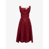 Vivienne Westwood Mens Carmine Sunday Draped Cotton-poplin Midi Dress In Red
