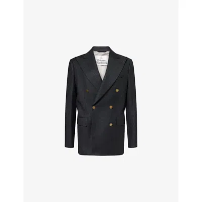 Vivienne Westwood Mens Charcoal Captain Peak-lapels Wool-blend Jacket In Gray