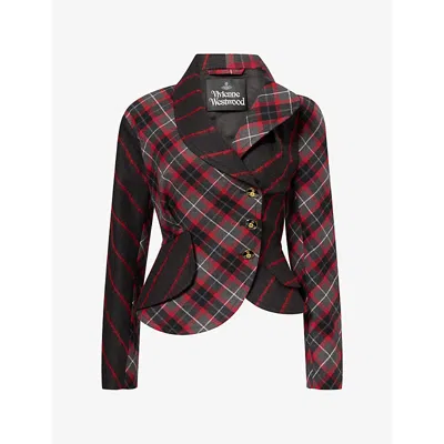 Vivienne Westwood Mens Charcoal Red Stormy Check Wool Jacket
