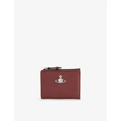 Vivienne Westwood Mens Chestnut Slim Flap Leather Card Holder In Brown