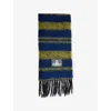 Vivienne Westwood Mens Yellow Chunky Striped Wool-blend Scarf In Blue