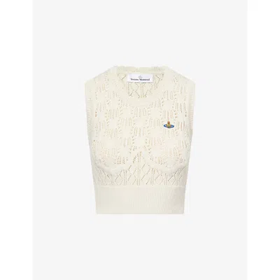 Vivienne Westwood Mens Cream Ella Sleeveless Knitted Cotton Top In Multi