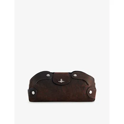 Vivienne Westwood Mens Dark Brown Wilma Detachable-strap Leather Clutch Bag