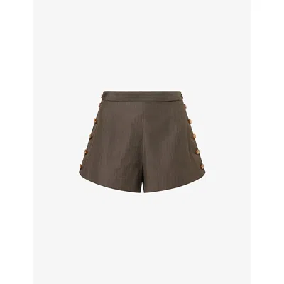 Vivienne Westwood Mens Dark Khaki Elle Buttoned Cotton Shorts In Brown