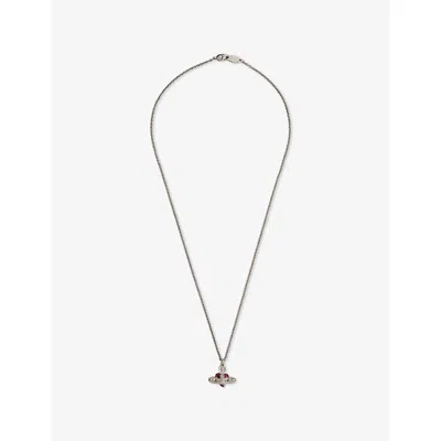Vivienne Westwood Mens Diamante Heart Brass Pendant Necklace Ruthen Blk Dmnd Cry Trns