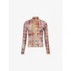Vivienne Westwood Turtleneck Top Print Fluid Jersey Distressed-tartan Xl Women In Multi
