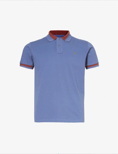 Vivienne Westwood Classic Striped-collar Organic Cotton-piqué Polo Shirt In Blue